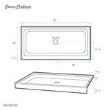 Voltaire 60 x 30 Single-Threshold, Center Drain, Shower Base in Biscuit