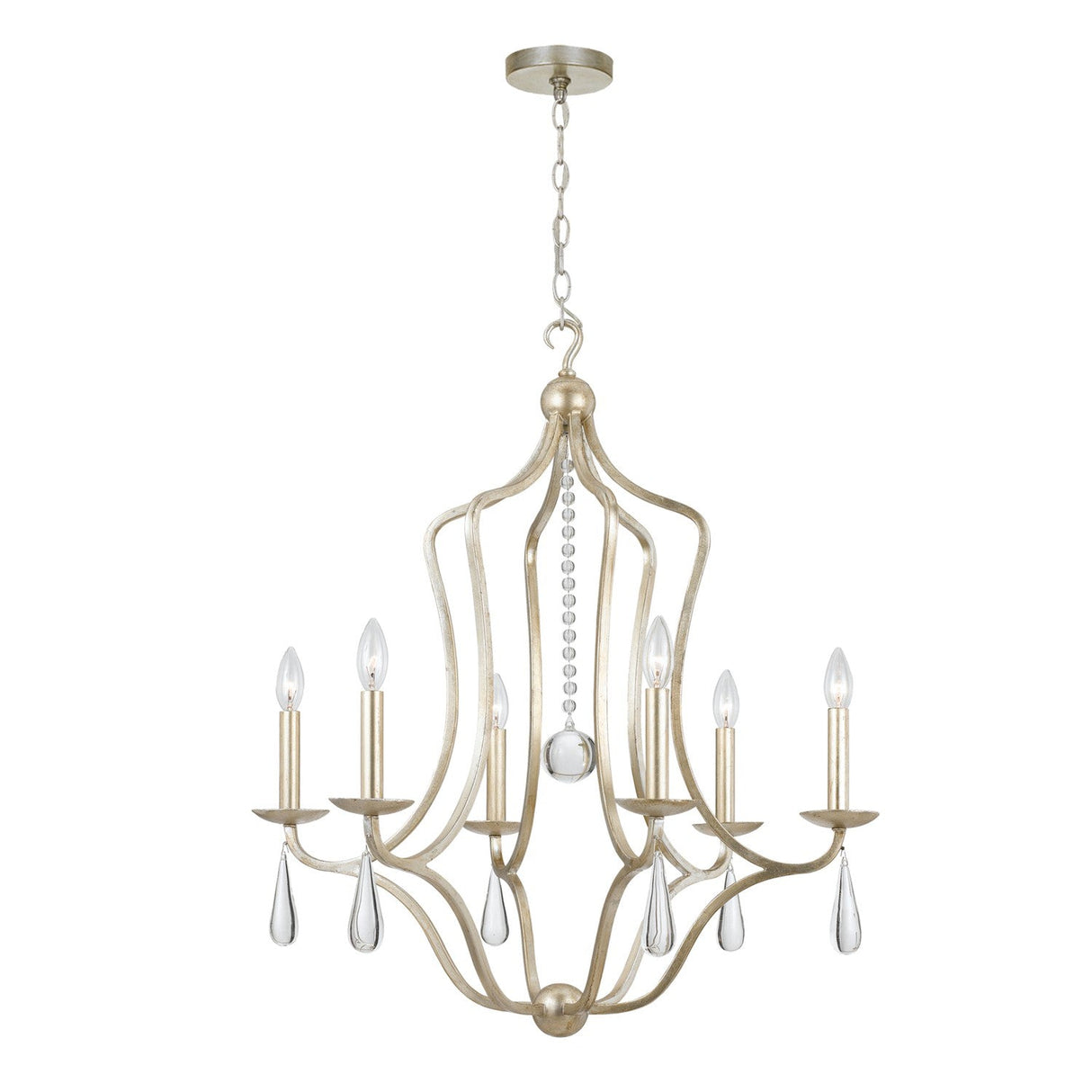 Manning 6 Light Silver Leaf Chandelier 5976-SL