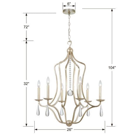 Manning 6 Light Silver Leaf Chandelier 5976-SL