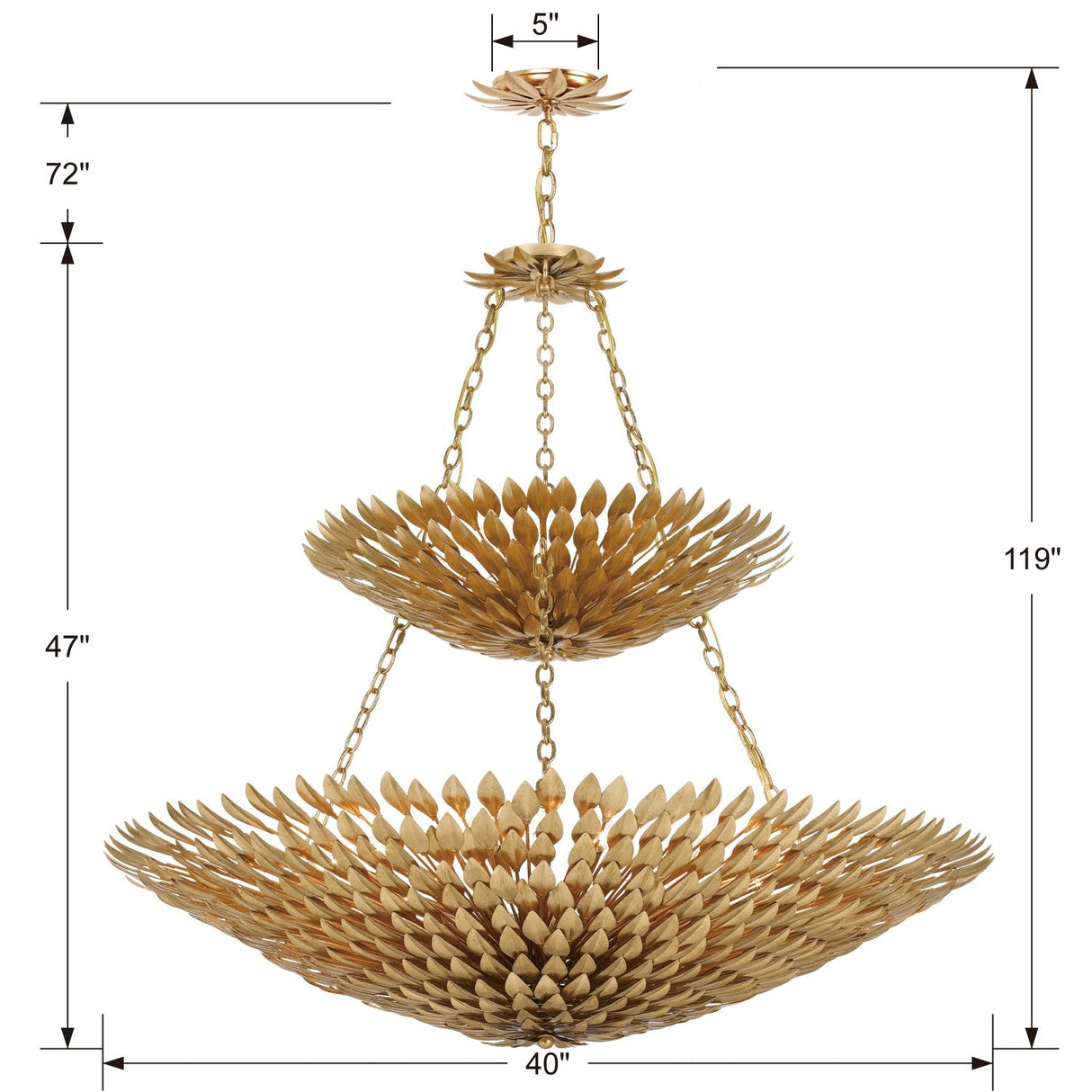 Broche 18 Light Antique Gold Leaf Chandelier 599-GA