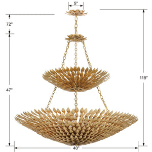 Broche 18 Light Antique Gold Leaf Chandelier 599-GA