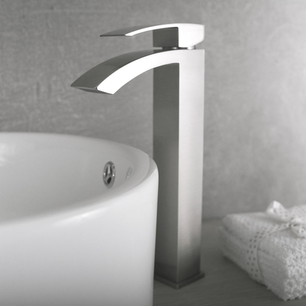 DAX Brass Single Handle Waterfall Vessel Basin Faucet, Brushed Nickel DAX-6690B-BN