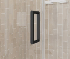 MAAX 138263-900-340-100 Manhattan 29-31 x 68 in. 6 mm Pivot Shower Door for Alcove Installation with Clear glass & Round Handle in Matte Black