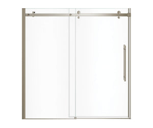 MAAX 138480-900-305-000 Vela 56 ½-59 x 59 in. 8 mm Sliding Tub Door for Alcove Installation with Clear glass in Brushed Nickel