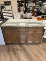 CabTec Sturbridge 60-Inch Vanity – Caramel Stained w/ Costa Esmeralda Quartz Top (SBC-VCD6021)