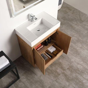 Blossom Capri 30″ Vanity with Dual LED Illumination - Glossy White & Classic Oak