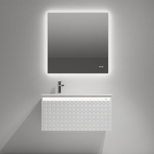 Blossom Thun 36″ Vanity with Droplet-Shaped Basin - LED Illuminated & 3D Diamond Pattern Design