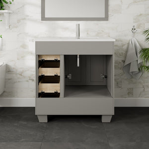 Loon 30 in. Gray Single Sink Bath Vanity with Carrara Quartz Top and Undermount Porcelain Sink