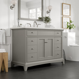 Elite Stamford 42 in. Gray Single Sink Bath Vanity with Carrara Quartz Top and Undermount Porcelain Sink