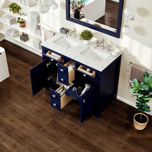 Artemis 44 in. Blue Double Sink  Bath Vanity with Engineered Top and Undermount Porcelain Sinks