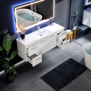 Axel 59 in. White Wall Mount Single Sink Bath Vanity with Acrylic Top and Integrated Sink