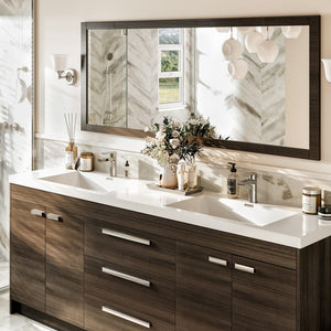 Lugano 84 in. Gray Oak Double Sink  Bath Vanity with Acrylic Top and Integrated Sinks