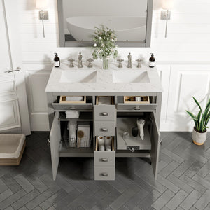 Artemis 44 in. Gray Double Sink  Bath Vanity with Engineered Top and Undermount Porcelain Sinks