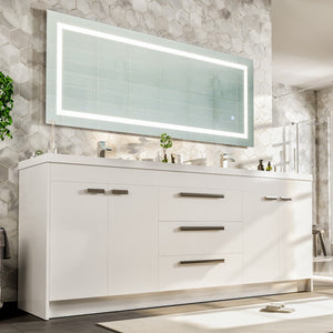 Lugano 84 in. White Double Sink  Bath Vanity with Acrylic Top and Integrated Sinks