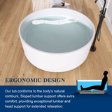 New England Home Goods 49" Round Solid Surface Freestanding Soaking Tub for Small Bathrooms