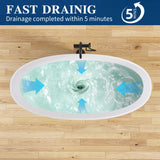 New England Home Goods 65" Green Oval Luxury Freestanding Solid Surface Resin Stone Soaking Tub