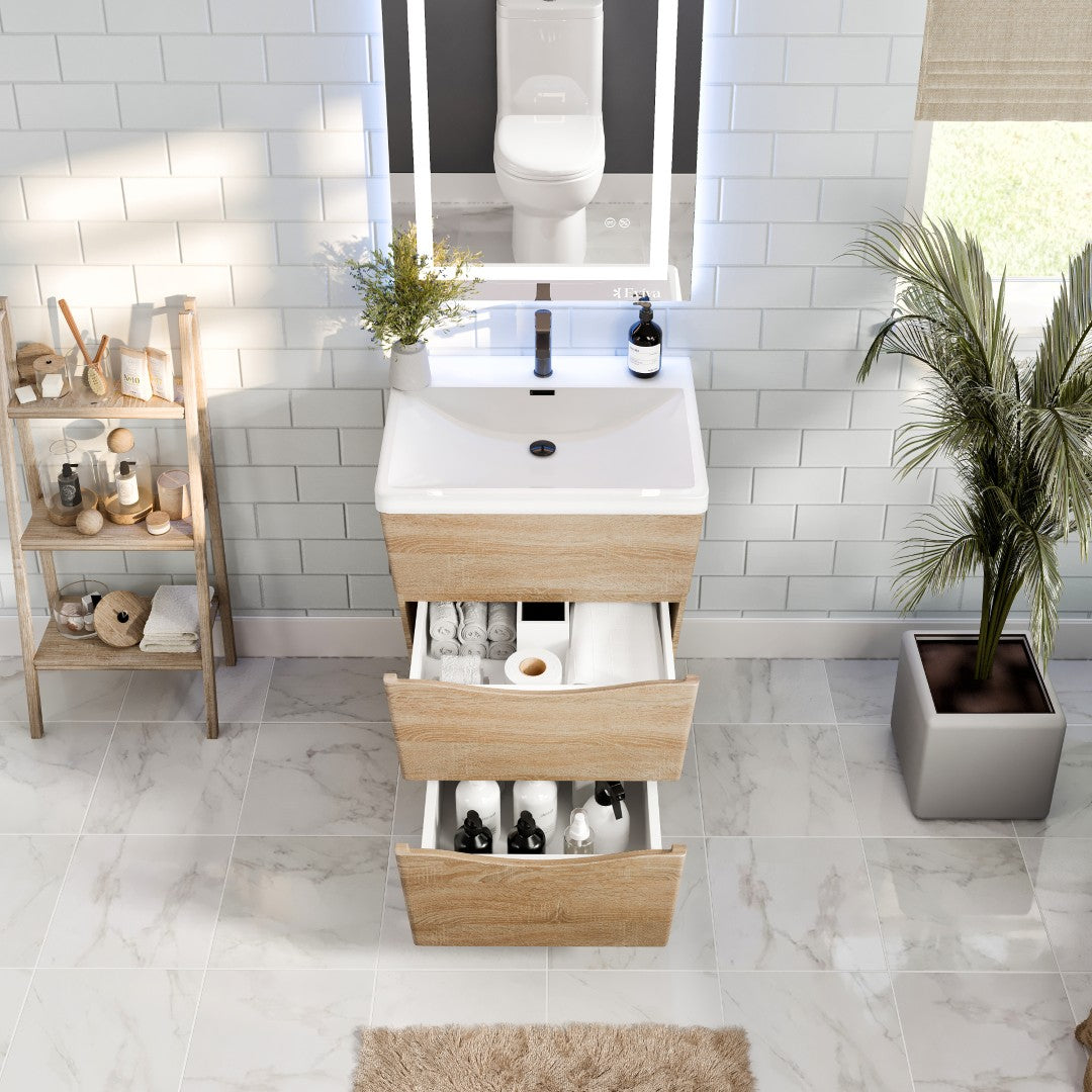 Victoria 25 in. White Oak Single Sink Bath Vanity with Acrylic Top and Integrated Sink