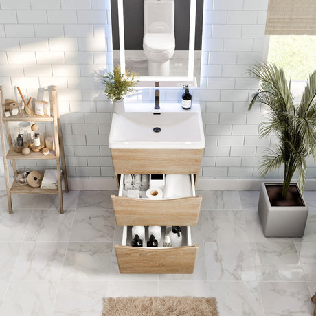 Victoria 25 in. White Oak Single Sink Bath Vanity with Acrylic Top and Integrated Sink