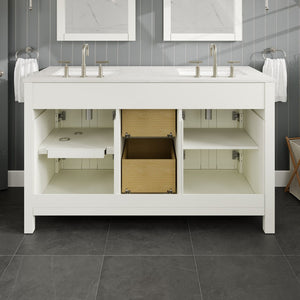Artemis 60 in. White Double Sink  Bath Vanity with Engineered Top and Undermount Porcelain Sinks