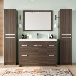Lugano 48 in. Gray Oak Single Sink Bath Vanity with Acrylic Top and Integrated Sink