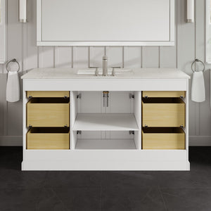 Epic 60 in. White Single Sink Bath Vanity with Carrara Quartz Top and Undermount Porcelain Sink