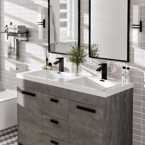 Lugano 48 in. Concrete Gray Double Sink  Bath Vanity with Acrylic Top and Integrated Sinks