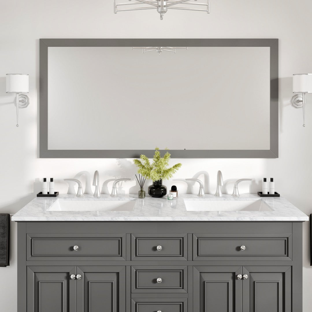 Eviva New York 60" x 30" Rectangular Gray Wooden Framed Mirror