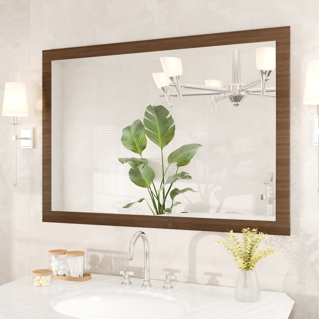 Eviva Reflection 42" x 32" Rectangular Gray Oak Wooden Framed Mirror