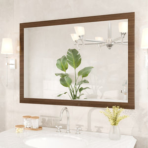 Eviva Reflection 42" x 32" Rectangular Gray Oak Wooden Framed Mirror