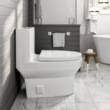 Scale 12 inch Floor Mounted 1-piece 1.28 GPF Dual Flush Elongated Toilet in White Seat Included