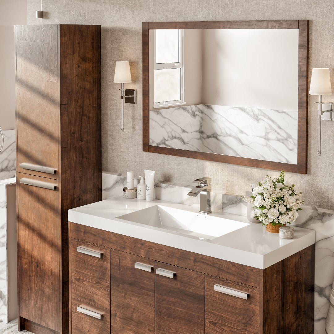Lugano 48 in. Rosewood Single Sink Bath Vanity with Acrylic Top and Integrated Sink