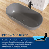 New England Home Goods Manaslu 59" Freestanding Tub in Gray - Stone Resin Solid Surface