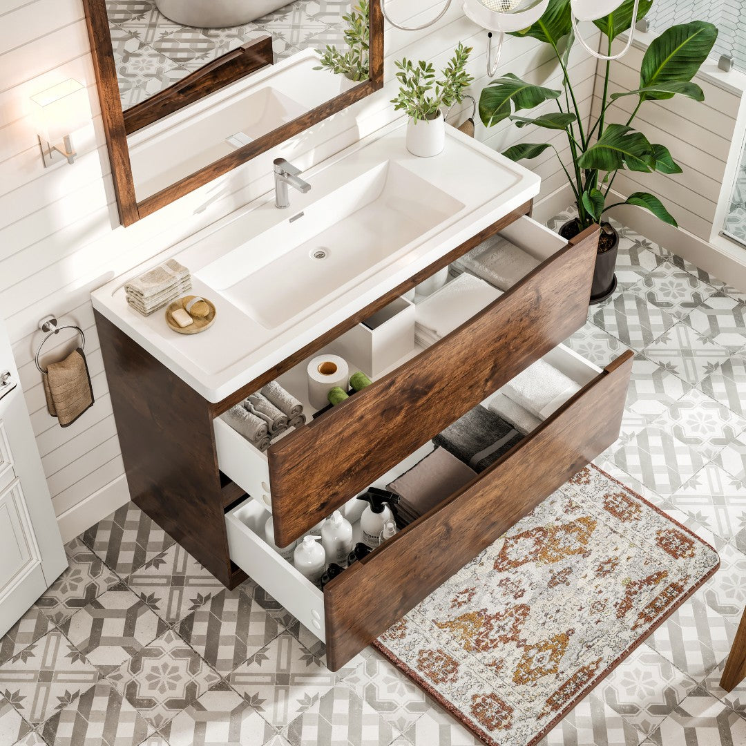 Smile 48 in. Rosewood Single Sink Bath Vanity with Acrylic Top and Integrated Sink