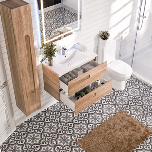 Joy 40 in. Maple Wall Mount Single Sink Bath Vanity with Porcelain Top and Integrated Sink