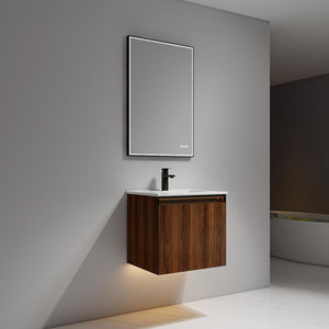 Blossom Lille 24" Brown Walnut Vanity with LED Lights & Soft-Close Drawers