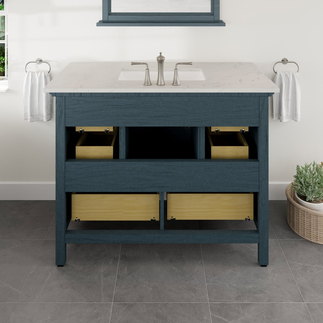 Britney 42 in. Ash Blue Single Sink Bath Vanity with Carrara Quartz Top and Undermount Porcelain Sink