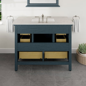 Britney 42 in. Ash Blue Single Sink Bath Vanity with Carrara Quartz Top and Undermount Porcelain Sink