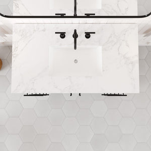 Graham 42 in. Oak Single Sink Bath Vanity with Arabescato Engineered Stone Top and Undermount Porcelain Sink