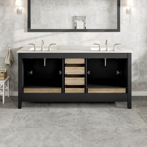 Aberdeen 78 in. Espresso Double Sink  Bath Vanity with Carrara Quartz Top and Undermount Porcelain Sinks