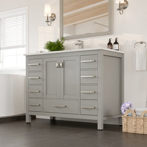 London 42 in. Gray Single Sink Bath Vanity with Carrara Quartz Top and Undermount Porcelain Sink