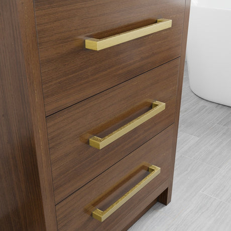 Curio 24 in. Walnut Single Sink Bath Vanity with Carrara Quartz Top and Undermount Porcelain Sink