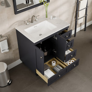 Acclaim 30 in. Dark Gray Single Sink Bath Vanity with Carrara Quartz Top and Undermount Porcelain Sink