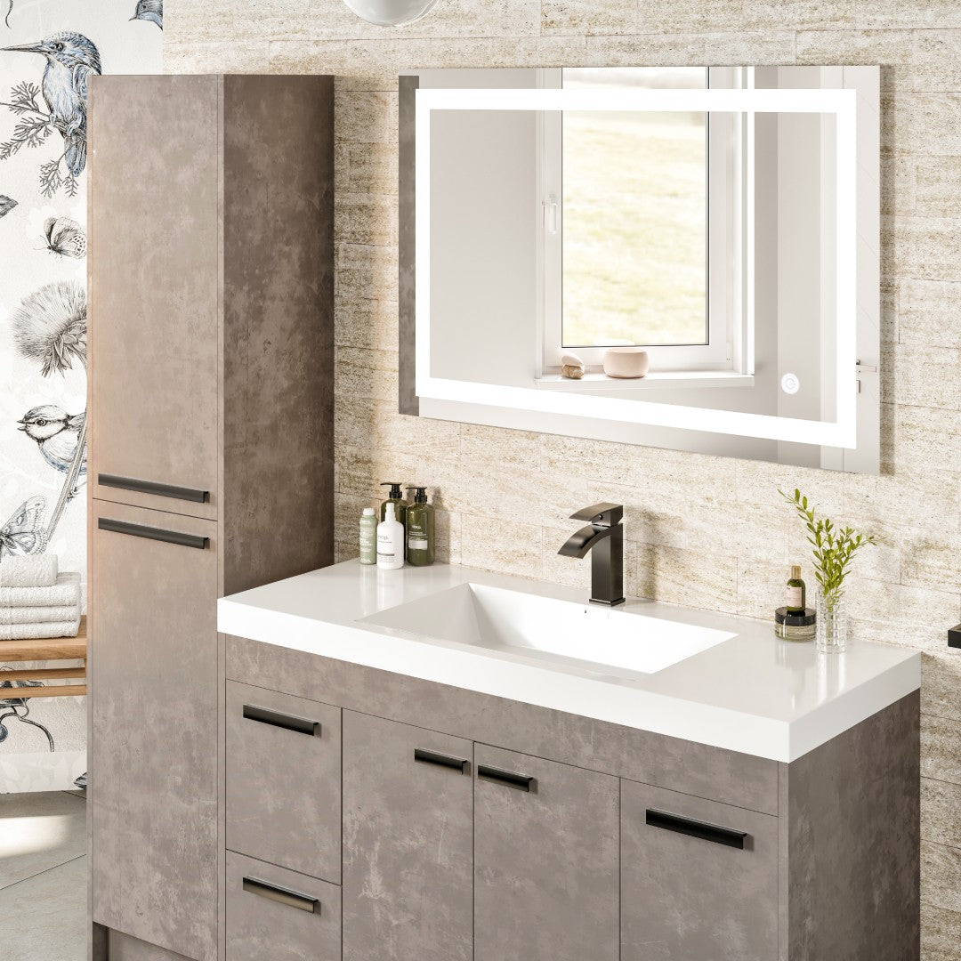 Lugano 48 in. Concrete Gray Single Sink Bath Vanity with Acrylic Top and Integrated Sink