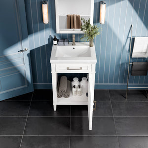 Garci 24 in. White Single Sink Bath Vanity with Porcelain Top and Integrated Sink