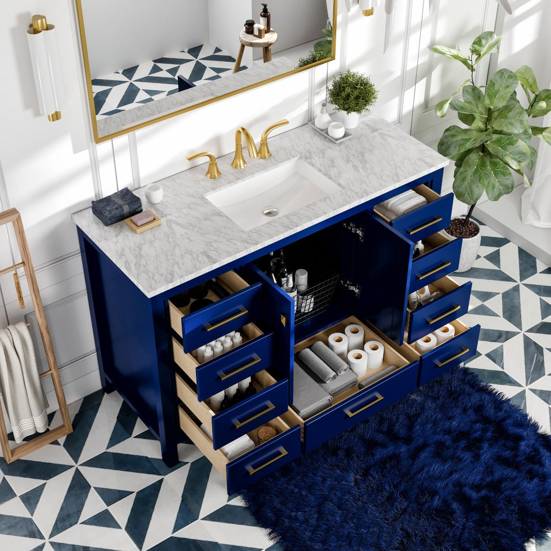 Eviva Aberdeen 48 Inch Blue Transitional Single Sink Bathroom Vanity