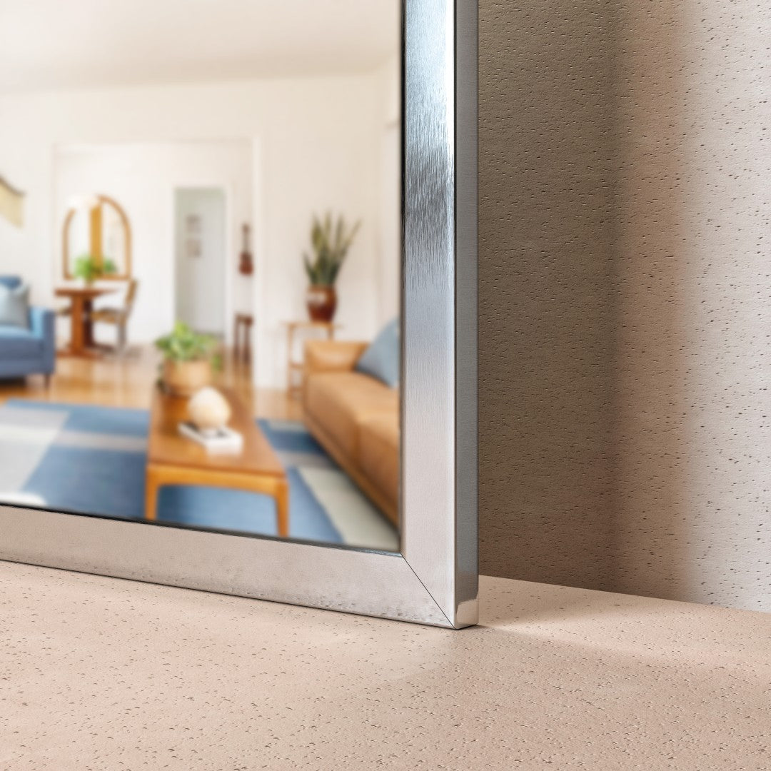 Eviva Sax 48" x 30" Rectangular Chrome Metal Framed Mirror