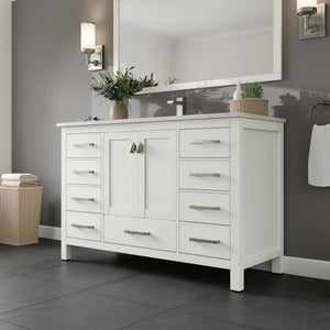London 48 in. White Single Sink Bath Vanity with Carrara Quartz Top and Undermount Porcelain Sink