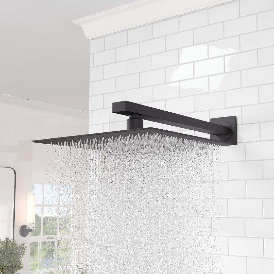 Eviva Edge Shower System with Slide Bar Hand-Shower and Thermostatic Valve in Matte Black