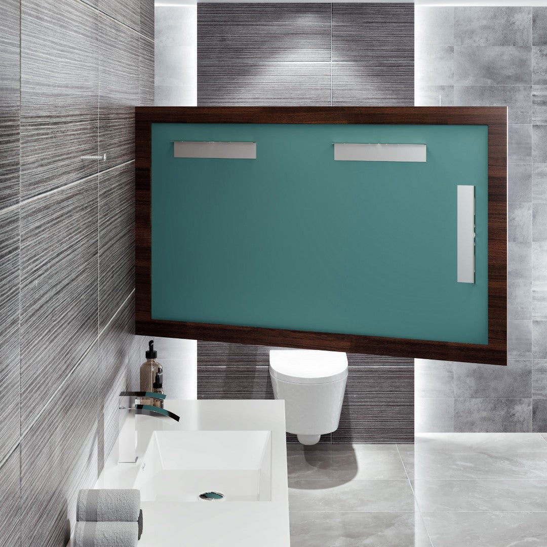 Eviva Sun 48" x 32" Rectangular Gray Oak Wooden Framed Mirror