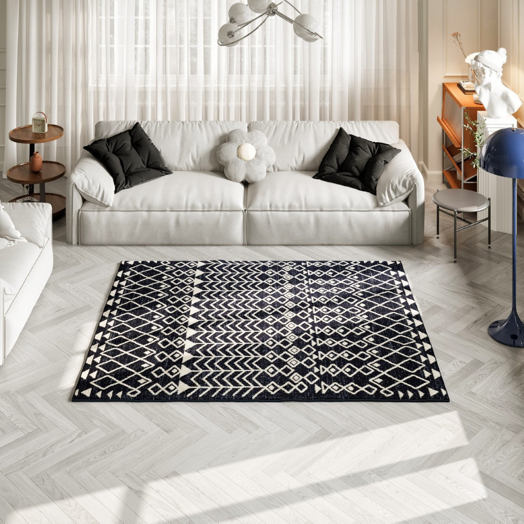 Eviva Loops 5' x 7' Ikat Blue/Cream Rug